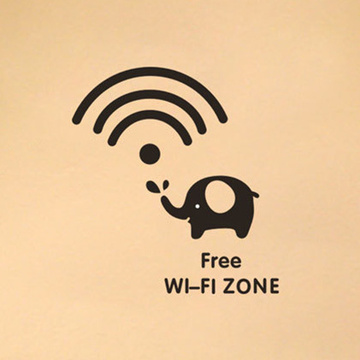 超萌创意wifi信号图标贴纸 可爱墙贴 个性玻璃贴 小象pvc装饰贴