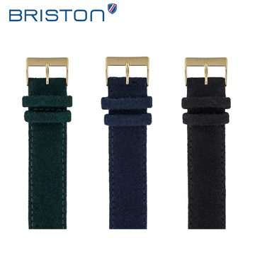 Briston 正品欧美时尚替换表带冬季法兰绒皮质表带黄金色表扣