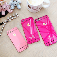 徐琳同款iphone6plus骚粉色手机壳苹果5/5s玫红金属边框 4.7超薄