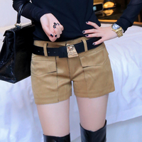 韩语林2015新款时尚鹿皮绒口袋装饰时尚短裤女配腰带