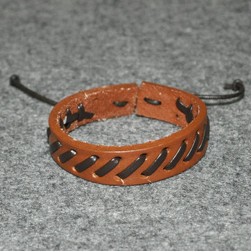 国外民间艺人Handmade手工制造 手绳编织皮质手环手链 #14