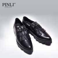 PINLI品立2014新款时尚男鞋头层牛皮真皮厚底增高休闲皮鞋潮X0120