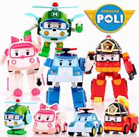 韩国升级版poli机器人玩具珀利变形警车战队消防车儿童礼物套装