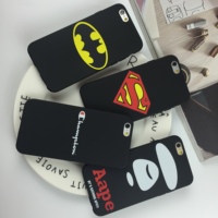 黑色潮牌苹果6/6S个性手机壳 iPhone6plus蝙蝠侠超人全包硅胶软壳