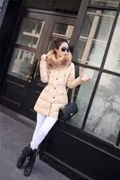 2015新款韩版修身大毛领羽绒服女中长款加厚大码羽绒棉衣冬装外套