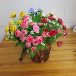 唯美单支韩国玫瑰花苞仿真花客厅欧式玫瑰装饰花绢花艺假花盆栽