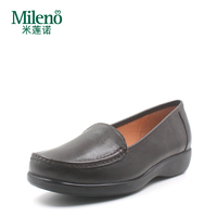 Mileno/米莲诺牛皮坡跟女单鞋经典健康舒适妈妈鞋休闲鞋122700
