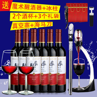 法国进口红酒 西拉干红葡萄酒整箱特惠6支装送魔术醒酒器+冰柱