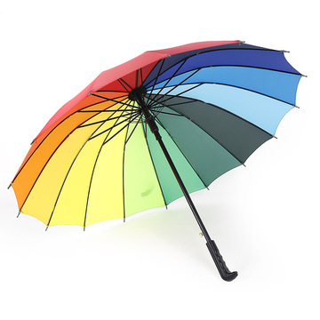 韩国创意超强16骨加固太阳伞防紫外线两用晴雨伞彩虹伞自动长柄伞