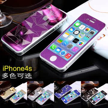 视可欣iphone4s钢化玻璃膜苹果4s手机贴膜彩膜4s钢化膜前后防爆膜