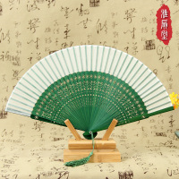 扇子女士折扇中国风丝绸真丝雅扇堂夏季日用扇雕花翠竹扇女生