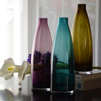 彩色玻璃花瓶创意一枝花瓶水晶欧式小花瓶客厅餐桌装饰特价包邮