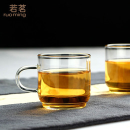 特价耐热玻璃茶杯带把 高硼硅品茗杯加厚花茶功夫茶杯子茶具100ML