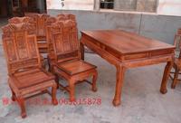 刺猬紫檀餐桌餐椅饭桌客厅雕花明清古典现代组合一桌六椅红木家具