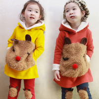 儿童卡通时尚潮卫衣套装秋冬加绒保暖女童韩版外出服买两套减20元