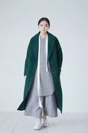 正品SU韩版羊毛呢外套女2015秋冬新款中长款呢子大衣茧型加厚外套