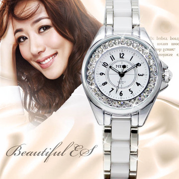 香港正品米可8189女士手表时尚漂亮超薄石英钻石圆形合金手表
