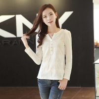 2015秋季新款韩版大码女装T恤长袖圆领刺绣白色打底衫衣女上衣潮
