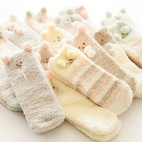 日系可爱珊瑚绒成人地板袜子女棉袜冬季加厚保暖睡眠袜月子女短袜