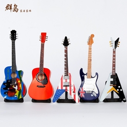 特价手工木雕摇滚乐队仿真吉他贝斯模型乐器摆件乐迷收藏创意礼品