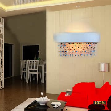 卡迪森 现代简约时尚个性创意吊珠水晶壁灯 过道灯客厅卧室壁灯饰