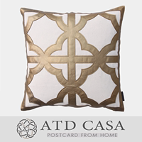 ATD CASA/新古典奢华/样板房/高档装饰抱枕/金色皮革几何镂花方枕