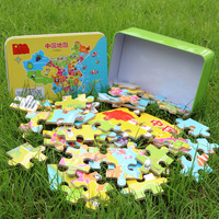 铁盒装60片木质儿童拼图拼板 幼儿中国地图拼图益智玩具2-3-5-7岁
