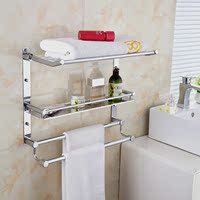 欧娅诗 浴室挂件不锈钢置物架置物篮多功能折叠浴巾架毛巾架