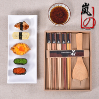 出口 日式 筷子勺子套装 木 天然 尖头 礼盒 餐具 家用 筷子套装