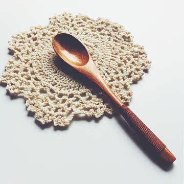 [木素]纯手工编织米白色钩花杯垫