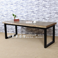 老榆木餐桌新中式茶台纯实木茶桌椅组合铁艺桌腿桌厂家直销可定制