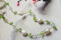 【迷图】夏日里的绿意 日本订单 手作 天然异形珍珠配橄榄石 项链