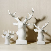 欧式家居饰品创意客厅装陶瓷动物鹿头工艺品室内摆件酒柜摆设礼物