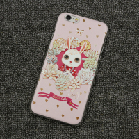 粉色日系卡通可爱插画兔子浮雕磨砂PC硬壳苹果iPhone6/plus手机壳