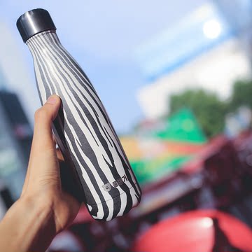 韩国杯具熊可乐杯 斑马纹保温杯运动水杯限量创意可乐瓶