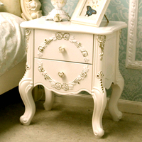 欧式床头柜法式浮雕床边柜实木白色现代简约法式时尚奢华储物柜