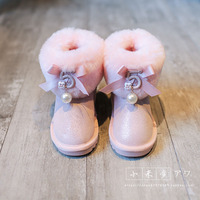 2015冬季女童雪地靴加绒棉靴 儿童公主中筒靴潮 保暖宝宝棉鞋新款