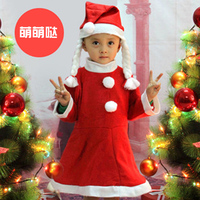 圣诞老人服装4-6-8岁小女孩圣诞派对晚会演出服服饰表演儿童衣服