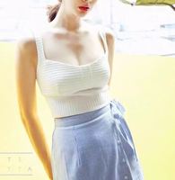 【Miss fox】韩国夏复古白色纹理修身抹胸胸衣短背心