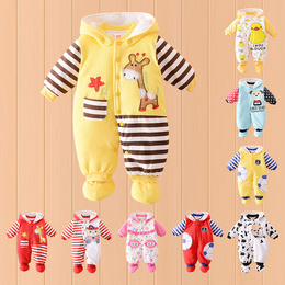婴幼儿服装0-1-2岁男婴儿秋冬装女宝宝衣服加厚棉衣连体衣外出服