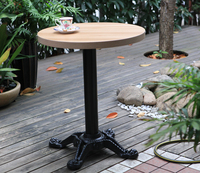 美式乡村星巴克古典咖啡桌 铸铁底座餐桌圆桌咖啡厅实木铁艺桌子