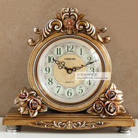 新款丽盛欧式复古台钟座钟创意摆件时钟客厅艺术台式石英坐钟桌钟