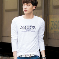 韩版男装男式长袖T恤 时尚潮流青少年男士修身圆领莱卡棉长t恤