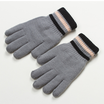 男士加厚双层保暖防寒骑车户外冬季手套简约纯色透气毛线针织手套