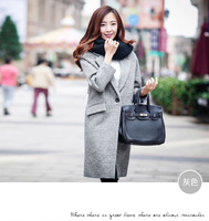 新款呢子大衣秋冬装女2015韩版毛呢外套中长款韩范修身纯色西装