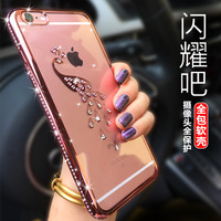 新款tpu动物水钻苹果6s 电镀排钻手机壳iphone6 plus玫瑰金保护套