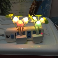 LED创意节能七彩蘑菇小夜灯 宝宝喂奶台灯 床头光控感应壁灯