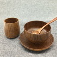 日式碗碟套装 木制餐具 实木创意家用碗筷 韩式简约勺筷 个性全套