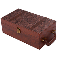 红酒盒双支装包装礼盒高档红酒箱葡萄酒盒红酒包装盒凤尾纹皮盒
