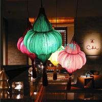 古典中式创意个性布艺吊灯美容院东南亚灯饰工程灯具会所酒店餐厅